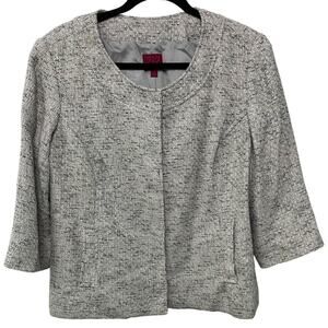 212 Collection Career Swing Blazer Jacket Tweed Gray Sz L Office Siren Academia